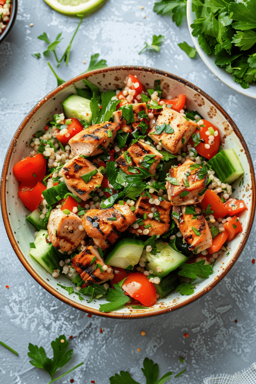 Taboulet poulet grillé aux légumes croquants