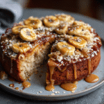 part de gateau bananes flocons d avoine moelleux avec caramel