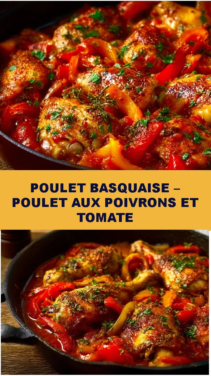 Poulet Basquaise – Poulet aux poivrons et tomate 2 Poulet Basquaise – Poulet aux poivrons et tomate