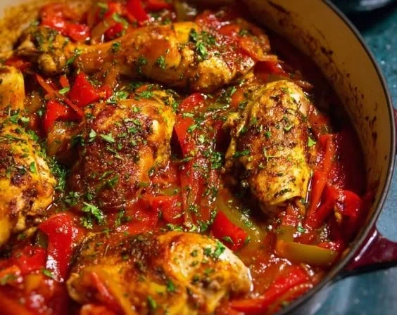 Poulet Basquaise – Poulet aux poivrons et tomate 3 Poulet Basquaise – Poulet aux poivrons et tomate