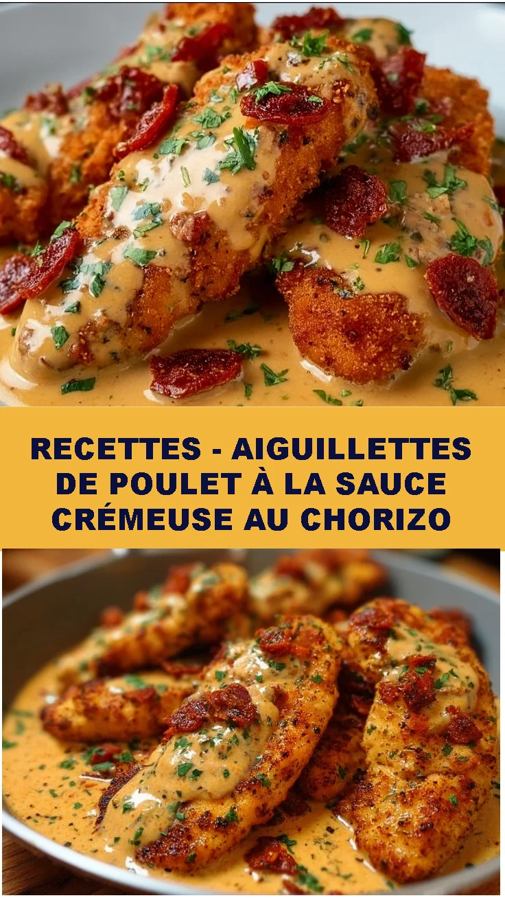 Recettes - Aiguillettes de Poulet à la Sauce Crémeuse au Chorizo 2 Recettes - Aiguillettes de Poulet à la Sauce Crémeuse au Chorizo