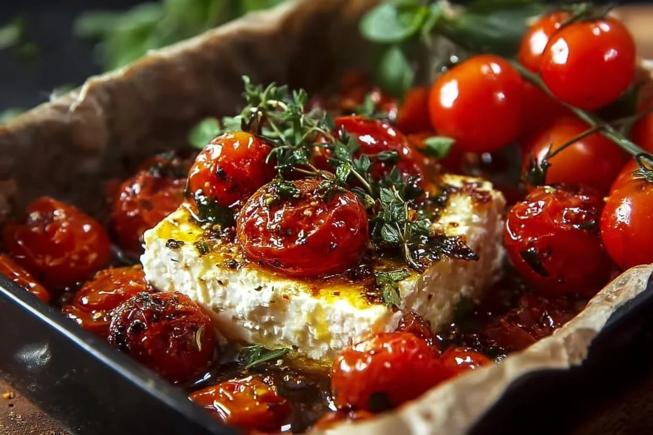 Feta rôtie avec des tomates cerises 2 Feta rôtie avec des tomates cerises