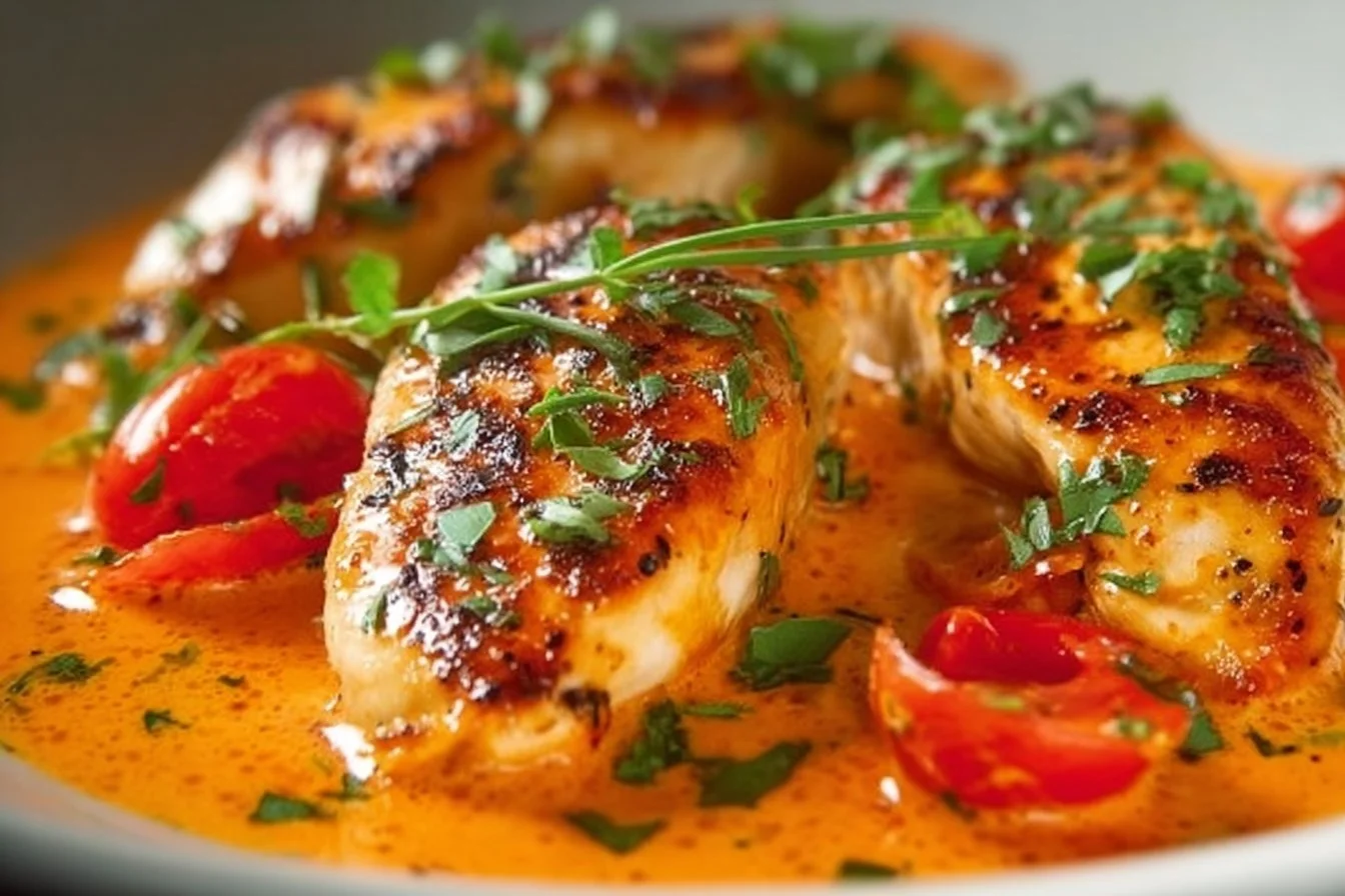 Filets de poulet à la crème de tomate 2 Filets de poulet à la crème de tomate