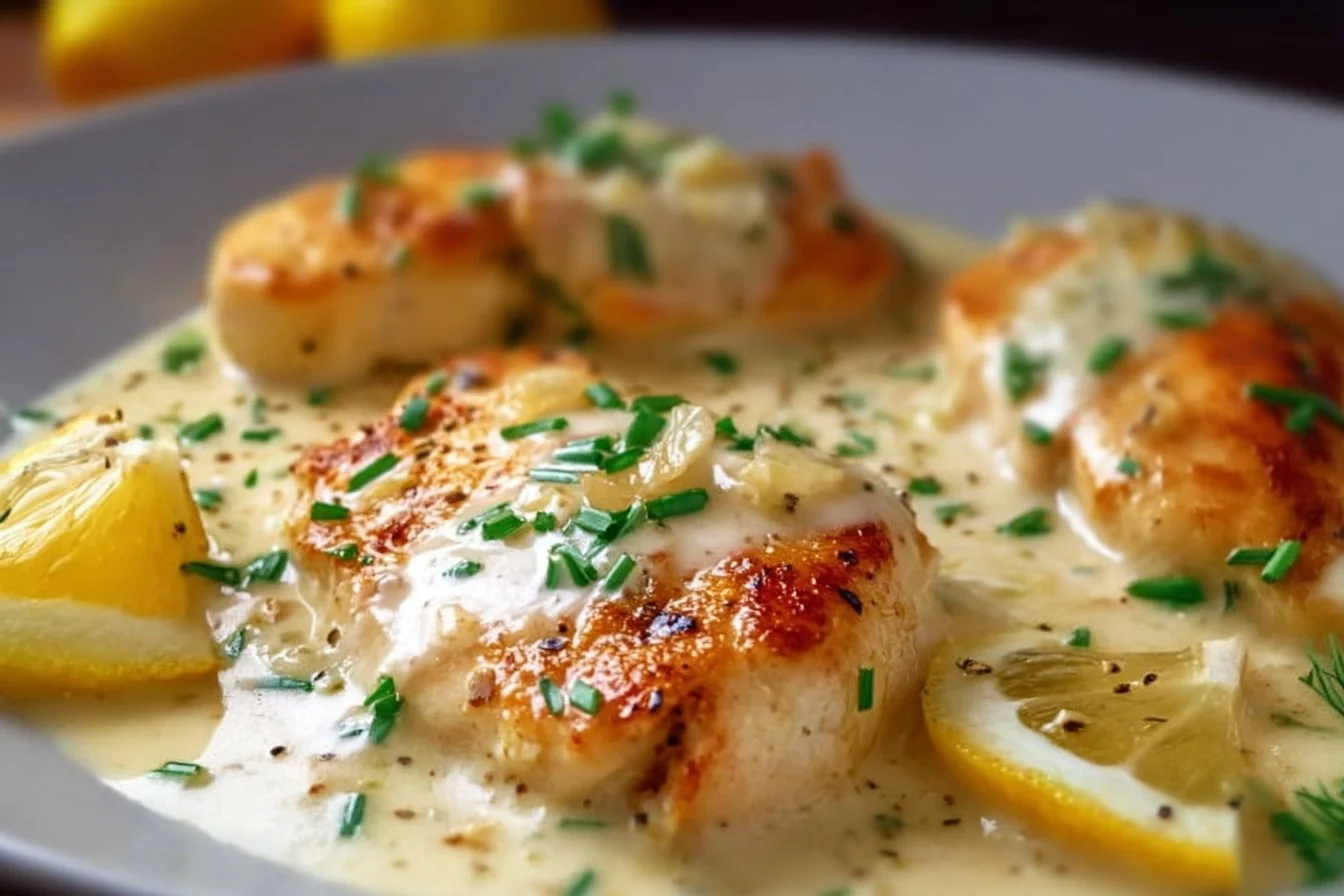 Filets de poulet à la sauce crème citronnée à l'ail 2 Filets de poulet à la sauce crème citronnée à l'ail