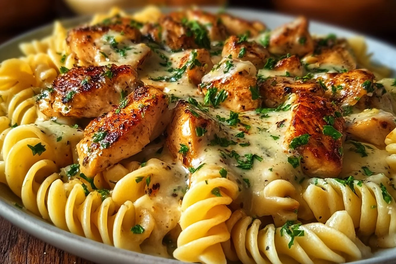 Pâtes Torsadées au Poulet au Beurre à l'Ail Savoureux 2 Pâtes Torsadées au Poulet au Beurre à l'Ail Savoureux