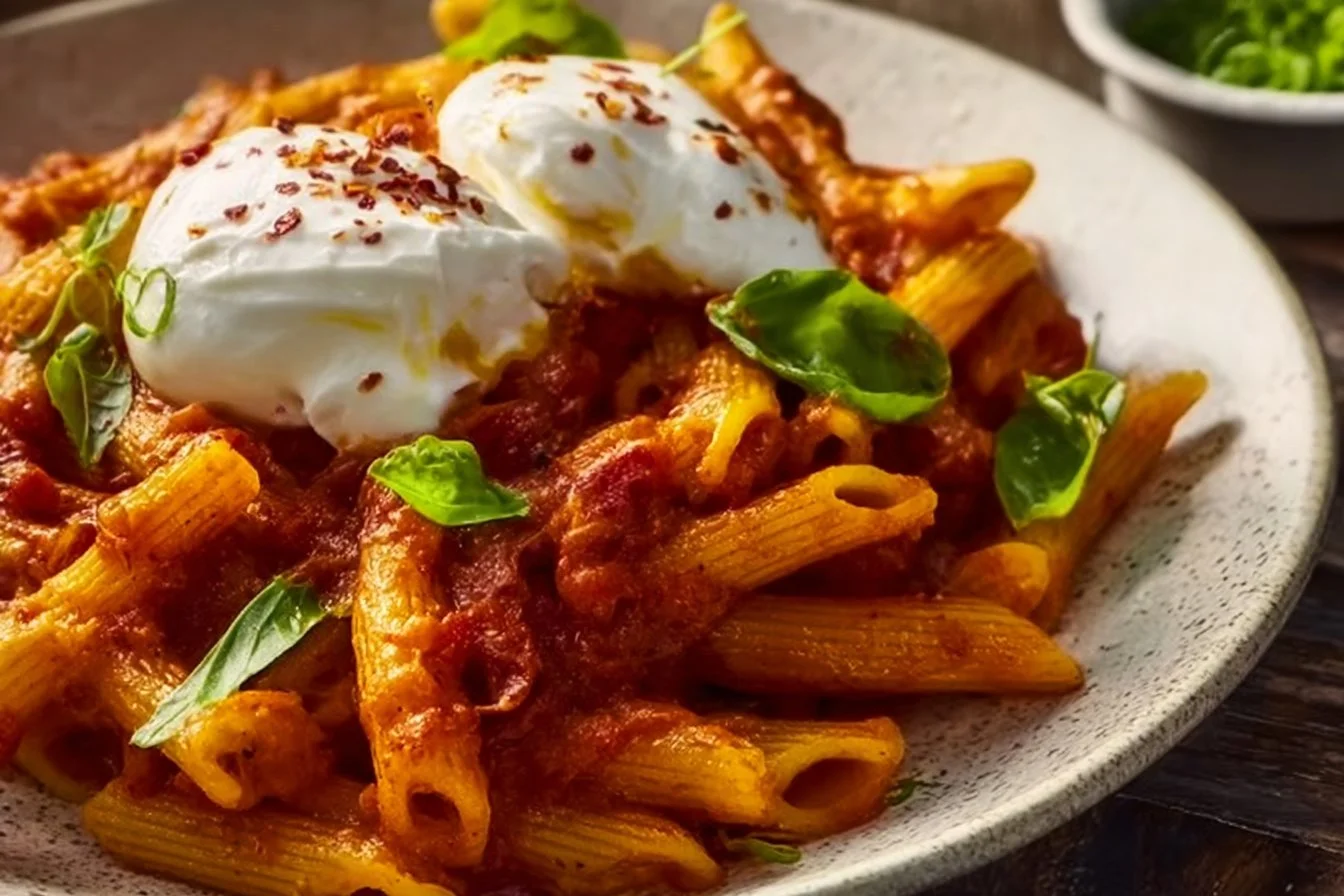 Penne all'arrabbiata à la burrata 2 Penne all'arrabbiata à la burrata