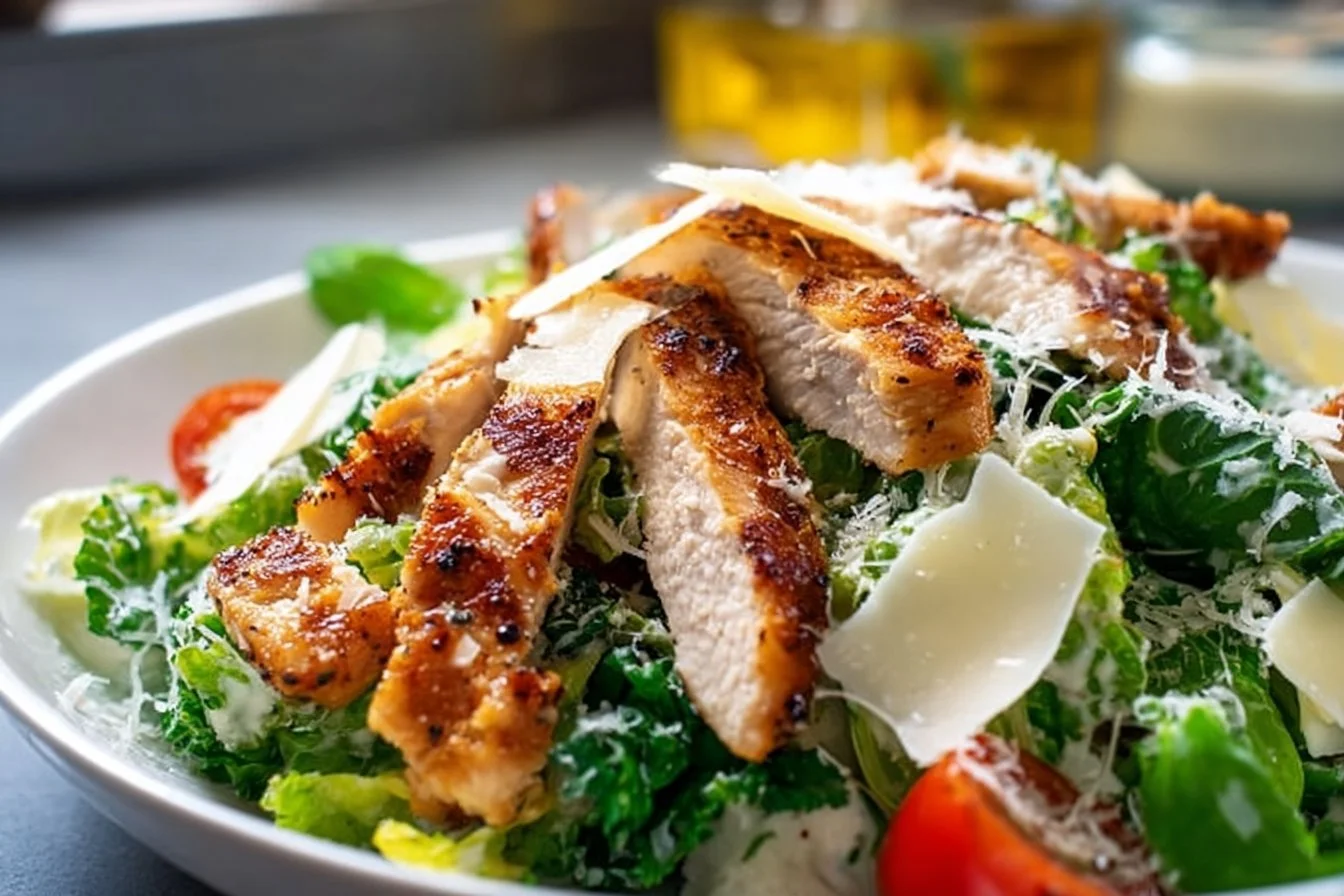 Salade César au Poulet Mariné et Parmesan 2 Salade César au Poulet Mariné et Parmesan