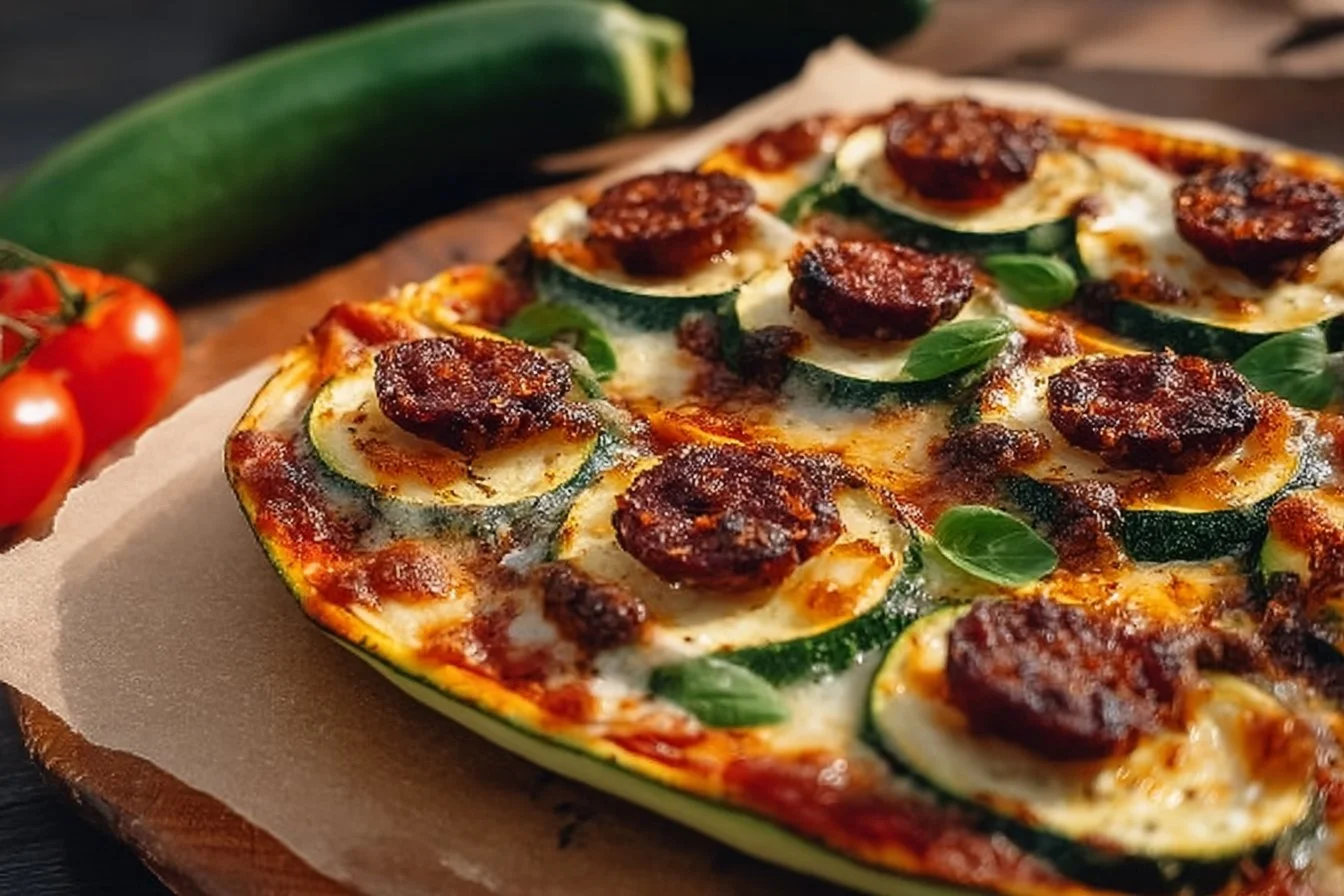 Vegetarian Pizza on a Zucchini Base 2 Vegetarian Pizza on a Zucchini Base